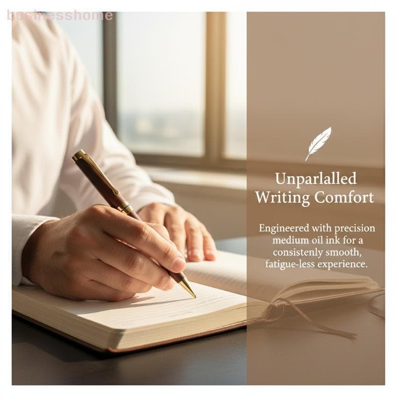< busines > Caneta Esferográfica De Metal Com Cabo De Madeira Premium , Escrita Suave , 1 Peça , Adequada Para Escritóri