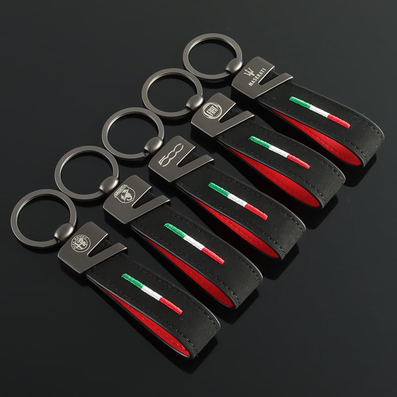 Chaveiro de bandeira de carro Alfa Romeo Fiat Abbas Maserati, pingente de logotipo de carro 23874