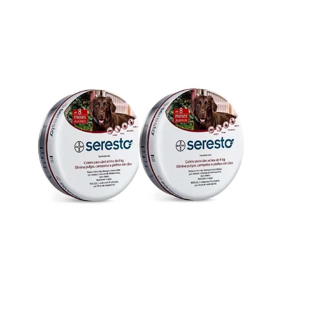kit Coleira Anti Pulgas Seresto com 2 Acima De 8 Kg