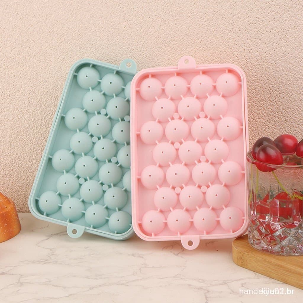 Forma de Gelo de Silicone Elástico 25 Bolas de Gelo com Tampa, Forma de Gelo Livre de BPA para Congelar Cubos de Gelo R7