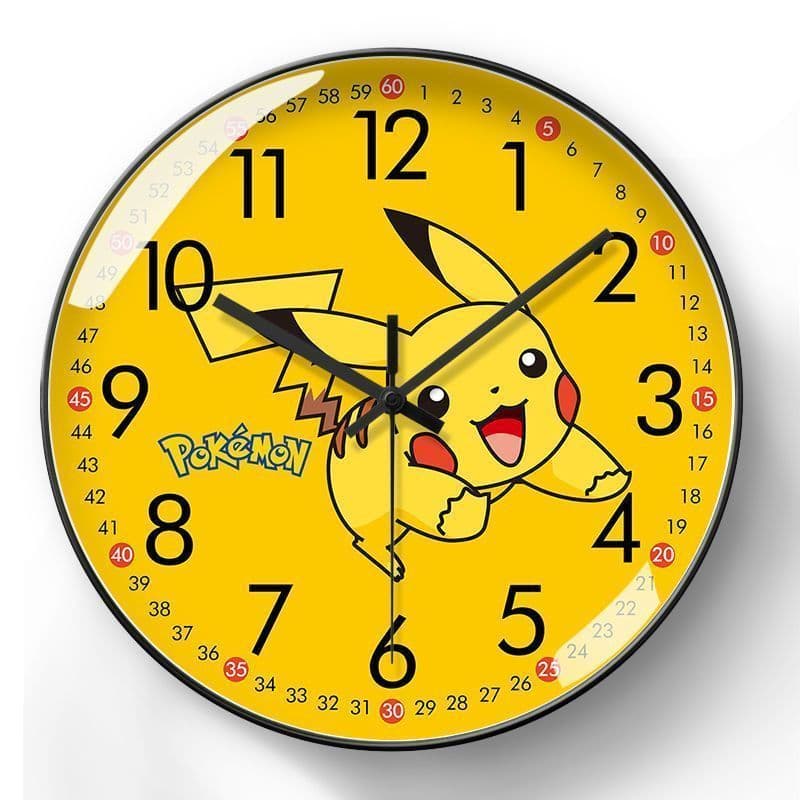 Pikachu relógio de parede Elf moda relógio de quartzo mudo dos desenhos animados bonito educação precoce rádio relógio c