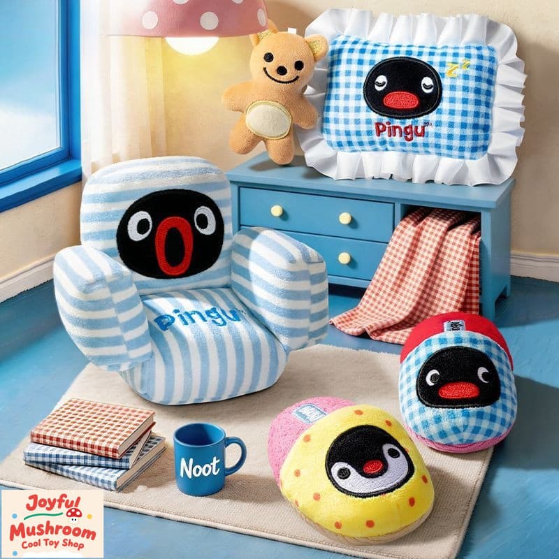 [Autêntico] Pingente de Pelúcia Temático Pingu Home - Boneco Divertido e Fofo para Sofá, Chaveiro, Decoração de Mochila,