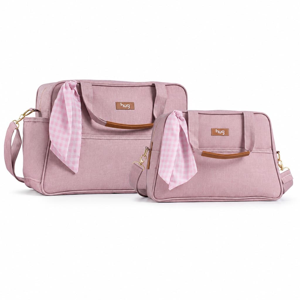 Kit Bolsa Maternidade M + Bolsa Maternidade G Mescla Rosa HUG
