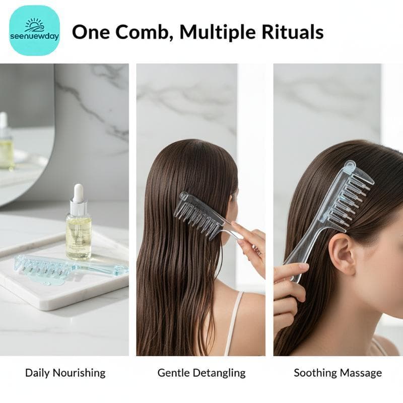 [seenuewday] Mini Aplicador De Cabeça Multifuncional Portátil Anti-Frizz Para Massagem No Couro Cabeludo , Presente Diár