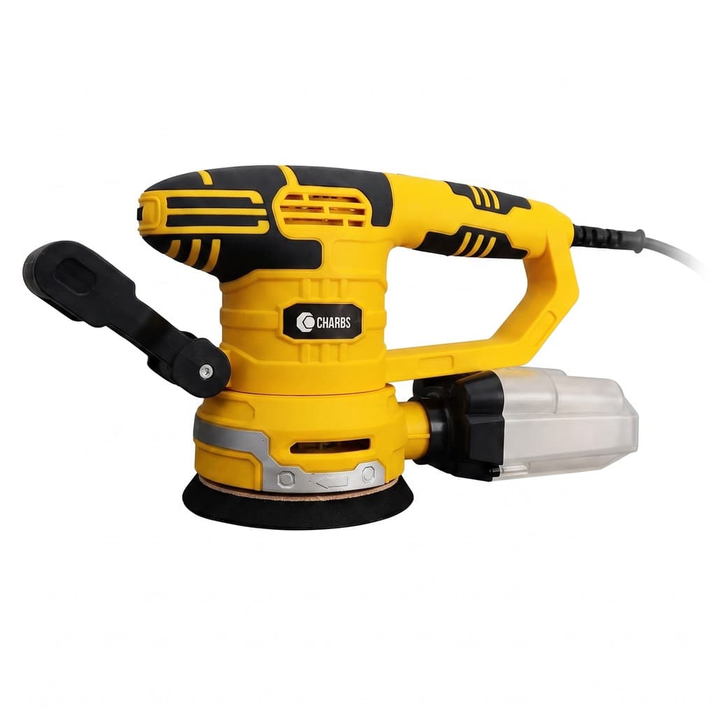 Lixadeira Roto Orbital 450W 125mm Controle Velocidade CHARBS 00213-1 Coletor Pó Suporte Frontal