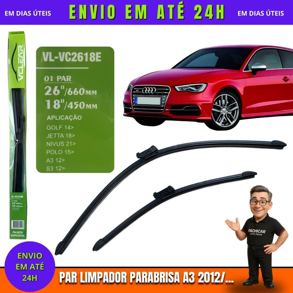 Par Palheta limpador Parabrisa Audi A3 2012/...