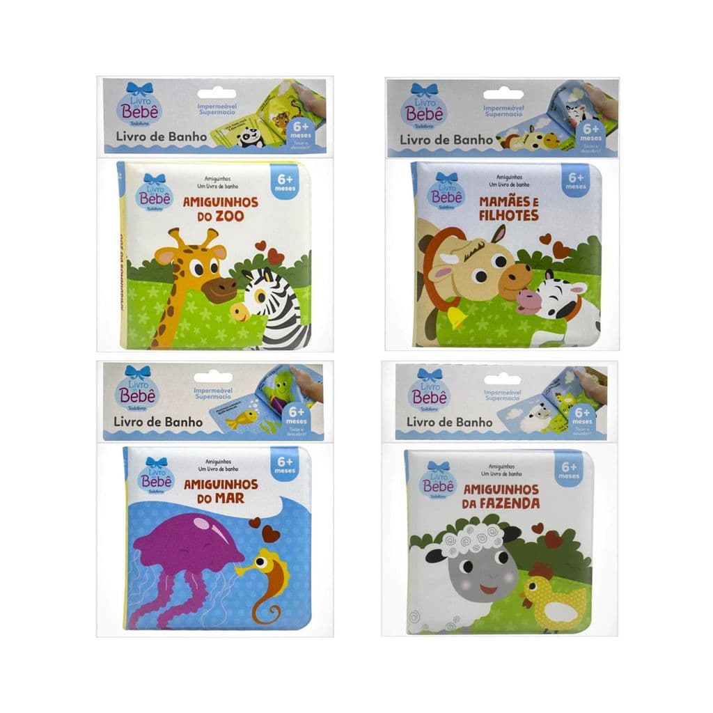 Livro de Banho Amiguinhos – Zoo, Mar, Fazenda e Mamães & Filhotes