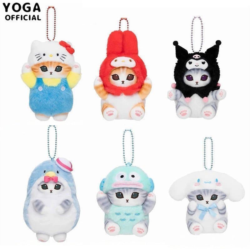 Kawaii Shark Cat Sanrio Série Brinquedo De Pelúcia Kuromi Hello Kitty Melody Cinnamoroll Chaveiro Fofo Pingente De Anive