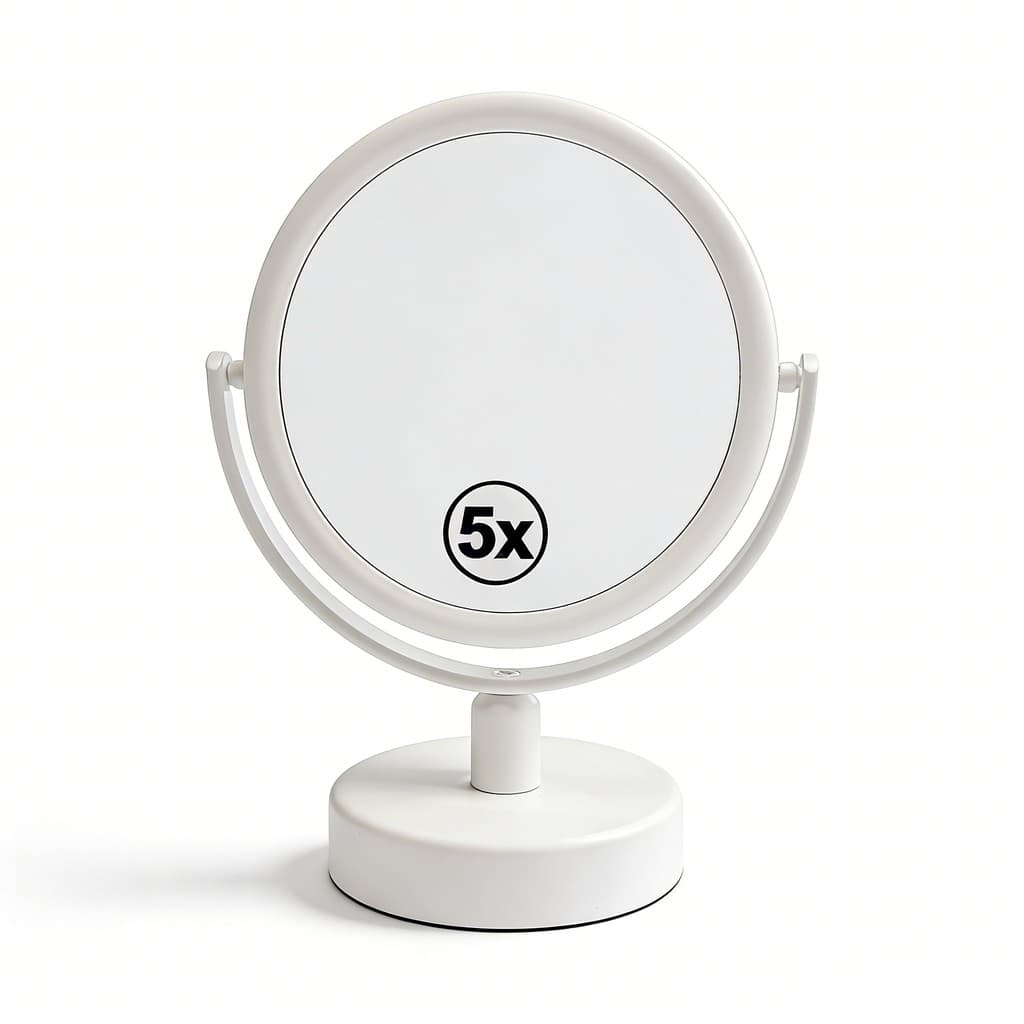 Espelho de maquiagem Vertical dupla face, ampliação de 1 vez/5 vezes, espelho de maquiagem de mesa giratório de 360 grau