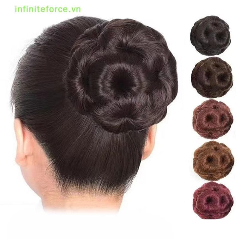 INVN Coque De Cabelo Sintético Com Nove Flores , Bolsa Para Peruca , Grampos Mulheres , Clipe De Garra De Rabo De Cavalo