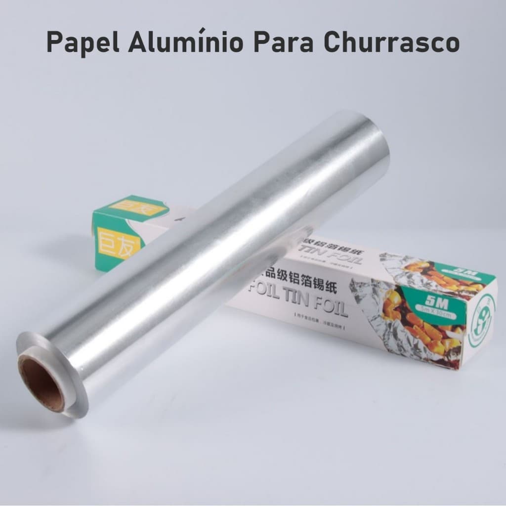 Frete Grátis Papel Alumínio 30cmx5m Resistente ao Calor Cozinha Forno e Air Fryer