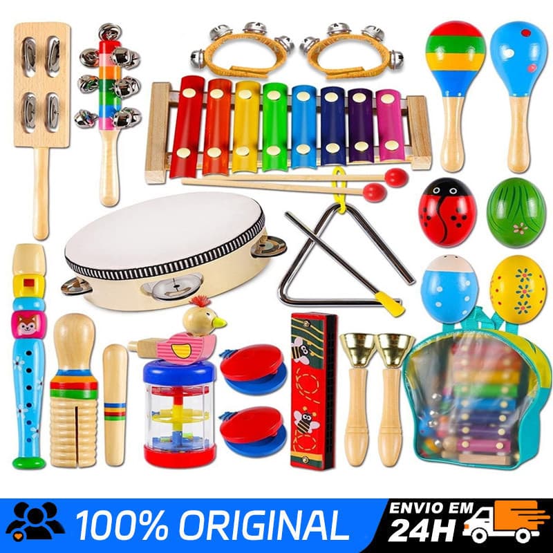 22 Peças Brinquedo Educativo Percussão Camewin Kit Instrumentos Musicais Instrumentos De Percussão De Madeira