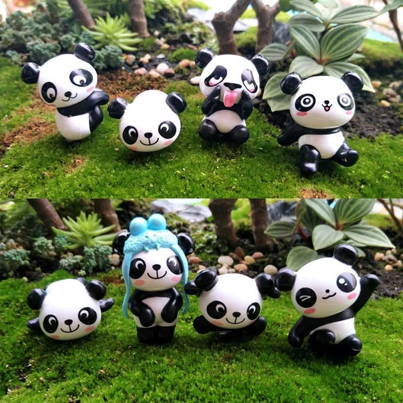 8 Pçs Conjunto Musgo micro-Paisagem Pêndulo DIY material Montagem Decoração Panda