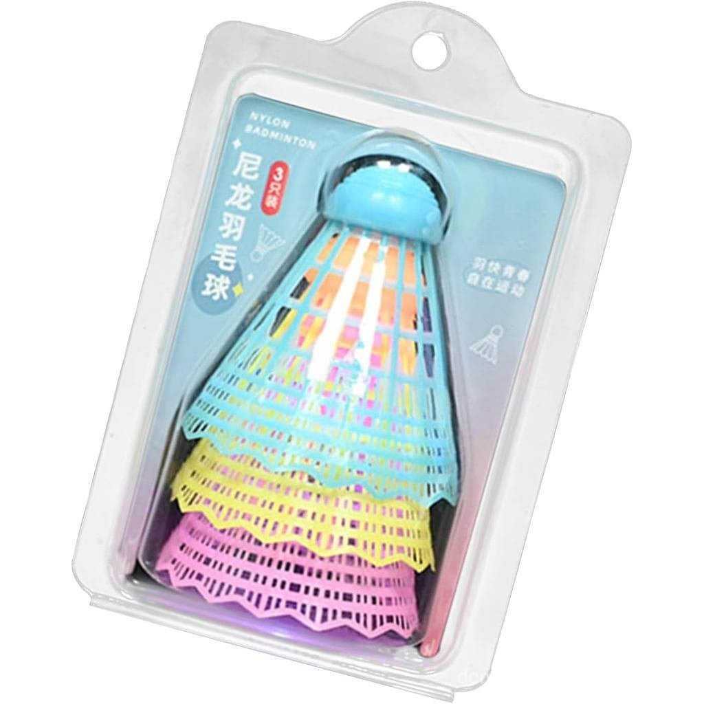 Conjunto de 3 petecas de badminton LED, feitas de material de nylon colorido, altamente elásticas, luminosas, ad