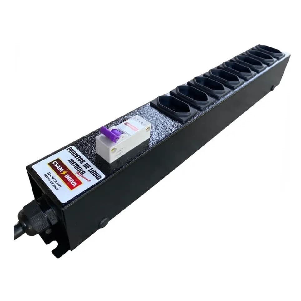 Filtro de Linha Cvam 8 Tomadas 20A Disjuntor Bivolt Preto 1m