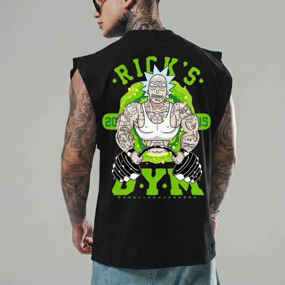 Regata Masculina Streetwear Larga Algodão Confortavel Estilo Desenho Estampa Para Treino Academia Musculação