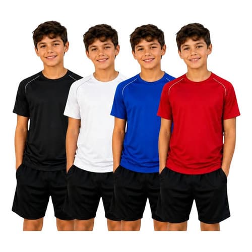 Kit 4 Camisetas Infantis Dry Fit Esportivas Cores Sortidas