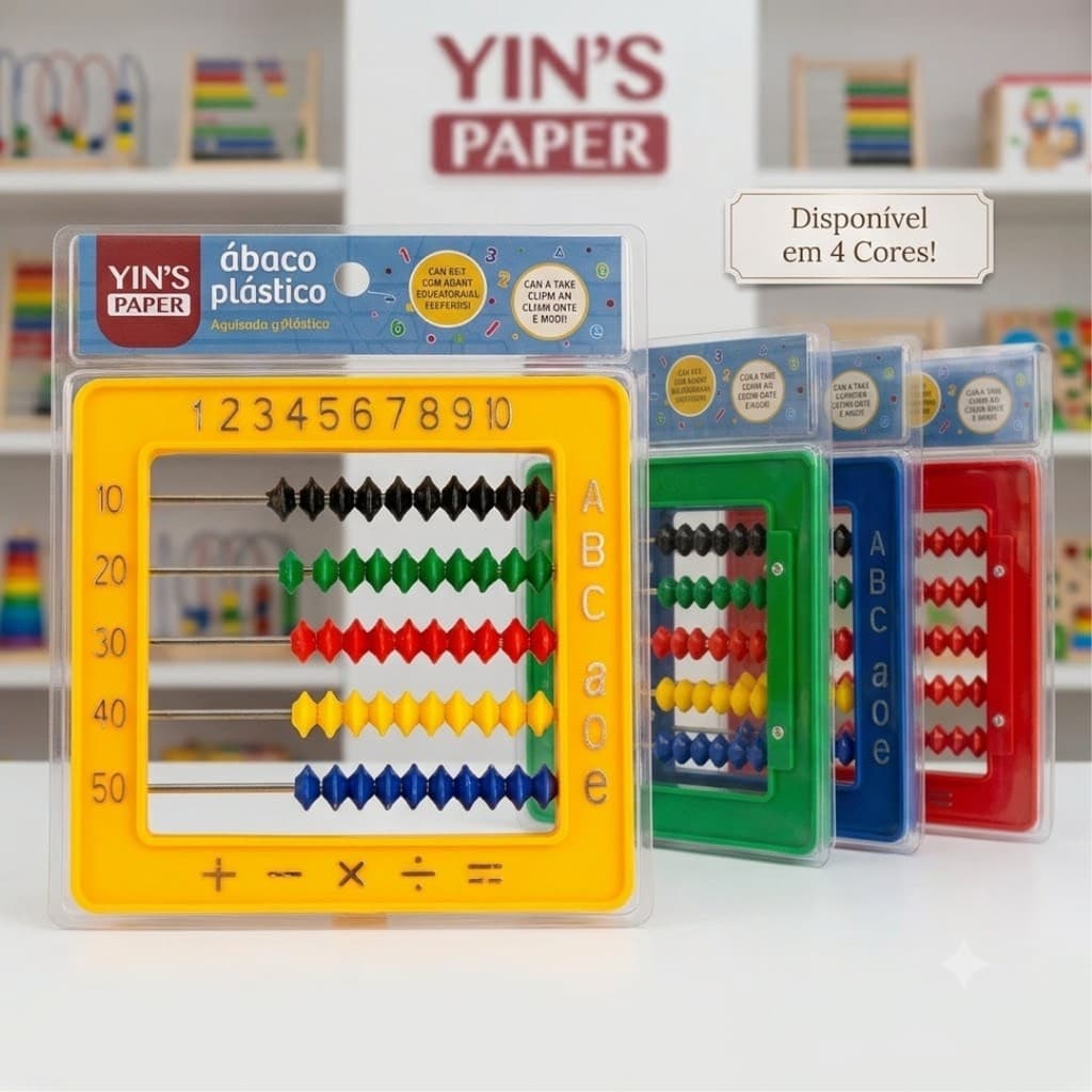 Ábaco Escolar Infantil Plástico Brinquedo Educativo Aprenda Brincando 11cm Abaco Educação Criança