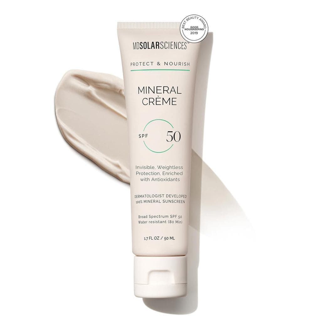 MDSolarSciences Creme Mineral Protetor Solar Facial SPF 50 - À Prova D'Água, Proteção UV de Amplo Espectro - Óxido de Zi