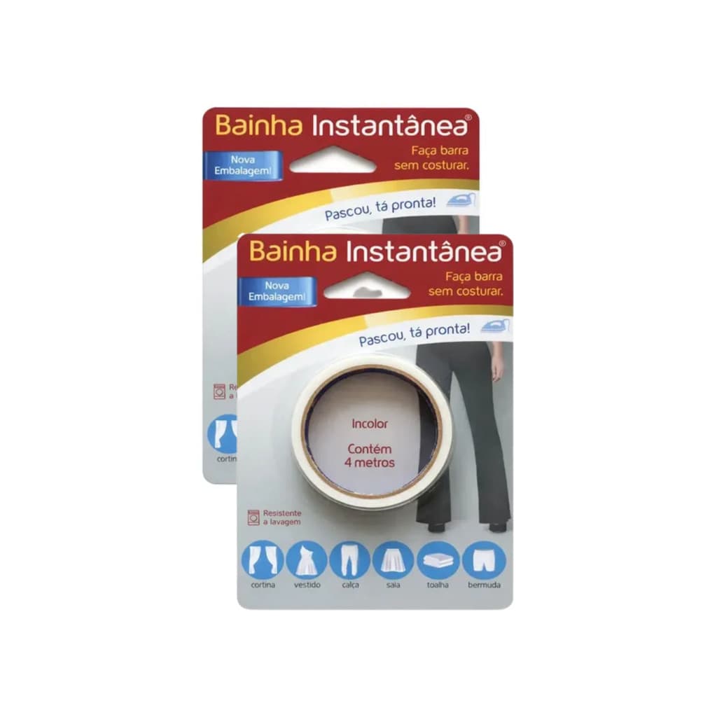 2 Bainhas Instantâneas Fita Termocolante Reparo Barra Calça