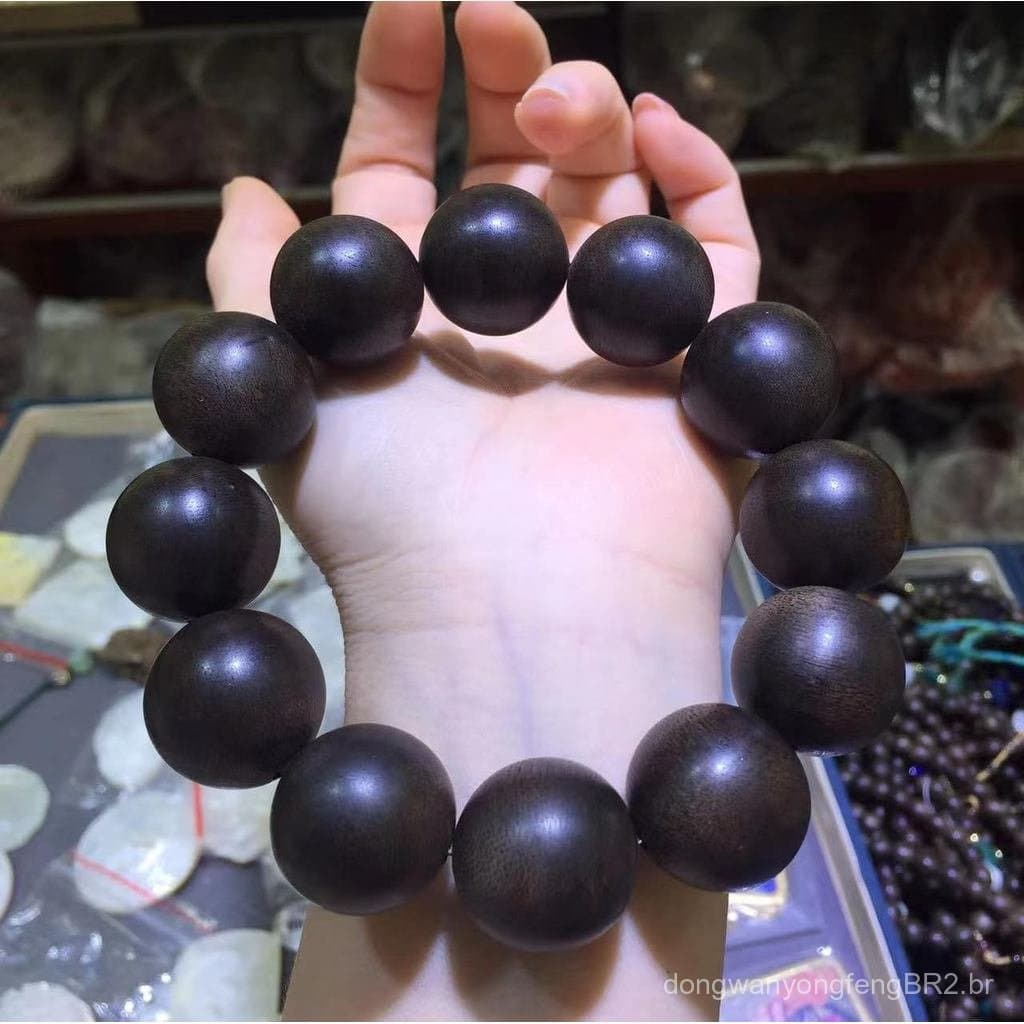 Pulseira de Agarwood Qi Nan Branca, Pulseira de Madeira de Agarwood Genuína de Alta Qualidade, Pulseira de Contas Budist