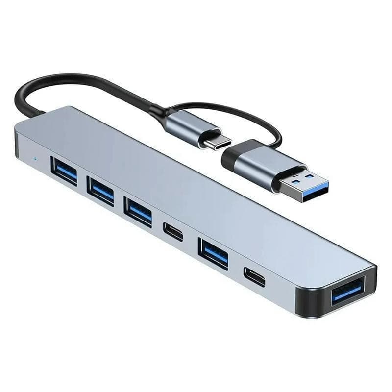 Hub USB-C 7 em 2 USB 3.0 Adaptador USB-A + USB-C para Notebook PC MacBook com 7 Portas