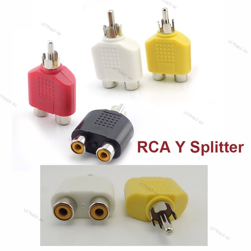 Conector RCA Y Divisor AV Conversor De Plugue De Áudio E Vídeo 1 Macho Para 2 Fêmeas Kit Adaptador Jack Plug Cabo Duplo
