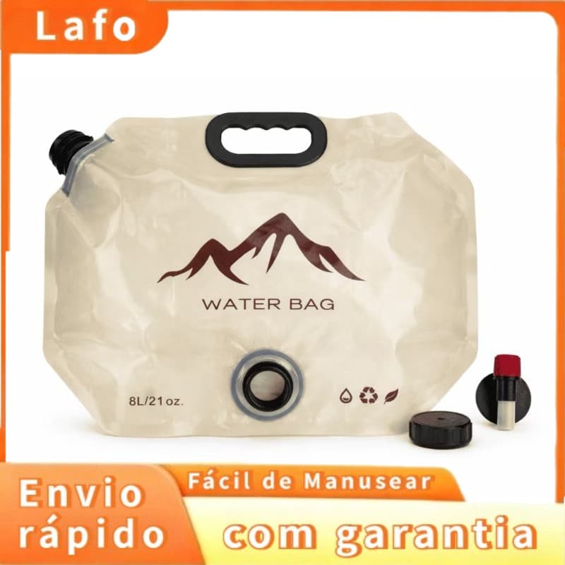 Bolsa de água dobrável multifuncional para acampamento 8L, adequada para camping, viagens e pesca
