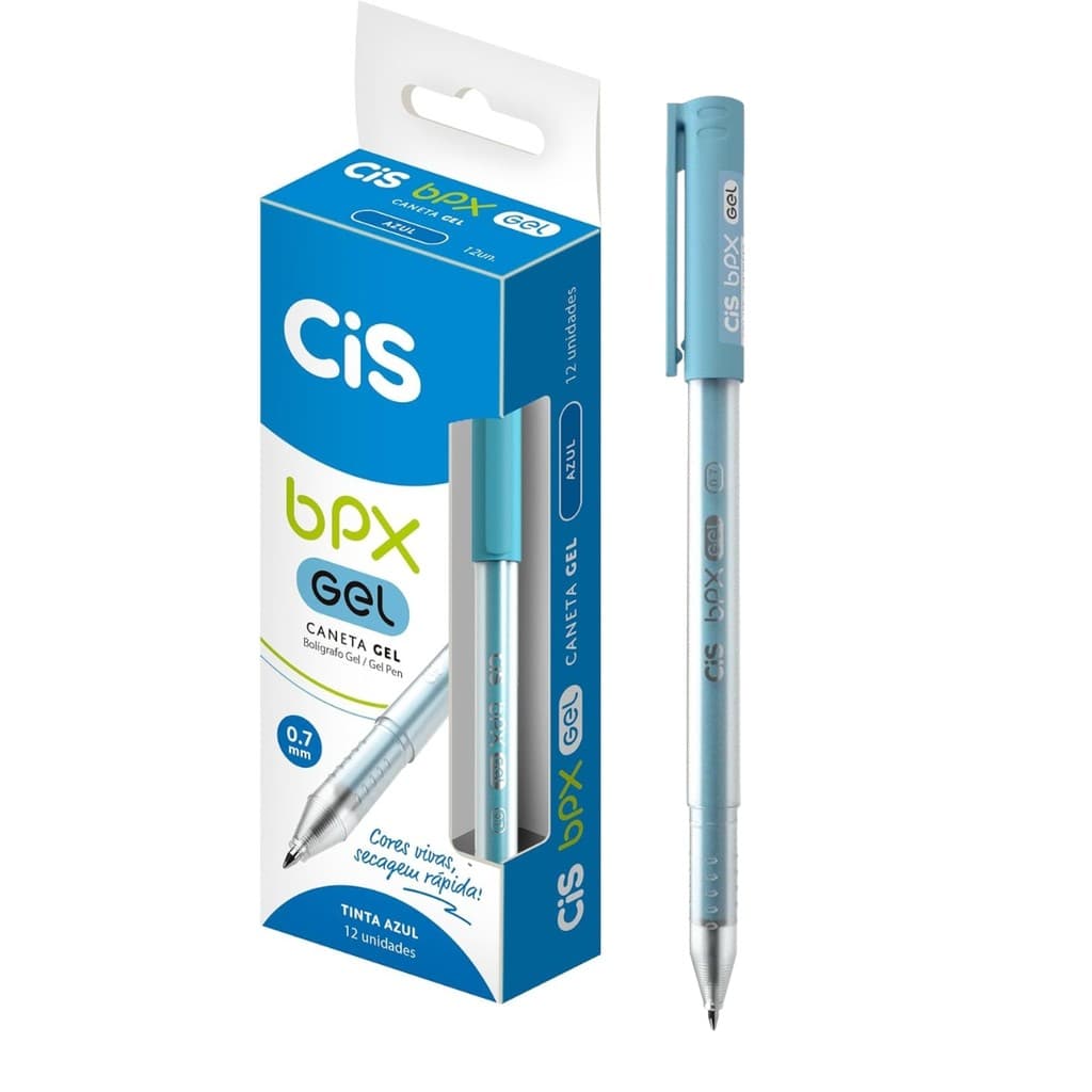 Caneta Gel Cis Azul BPX Ponta 0.7mm Caixa 12 un