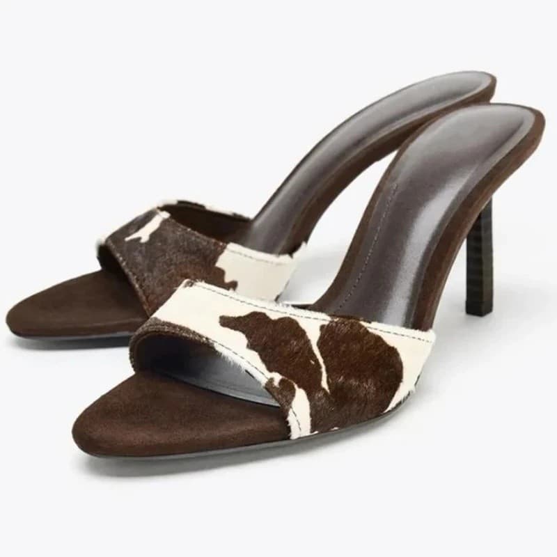 Eilyken Sandálias Femininas Elegantes de Salto Fino com Design Retrô de Verão, Mules e Chinelos para Mulheres