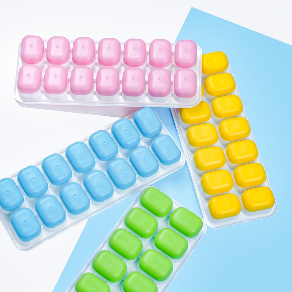 14 grade bandeja de gelo quadrado cubo de gelo molde com tampa bandeja de gelo de Silicone fundo macio fácil liberação m