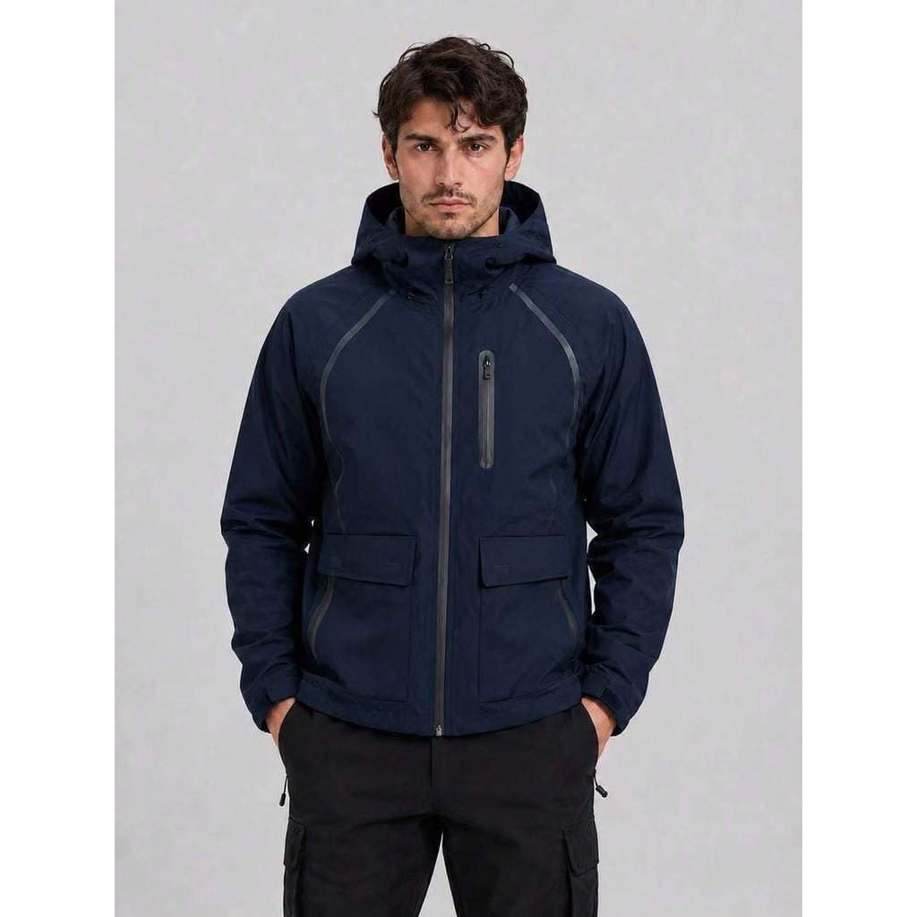 Jaqueta masculina inverno com capuz comprimento regular, zíper frontal bolsos mangas compridas, forro quente,Corta vento