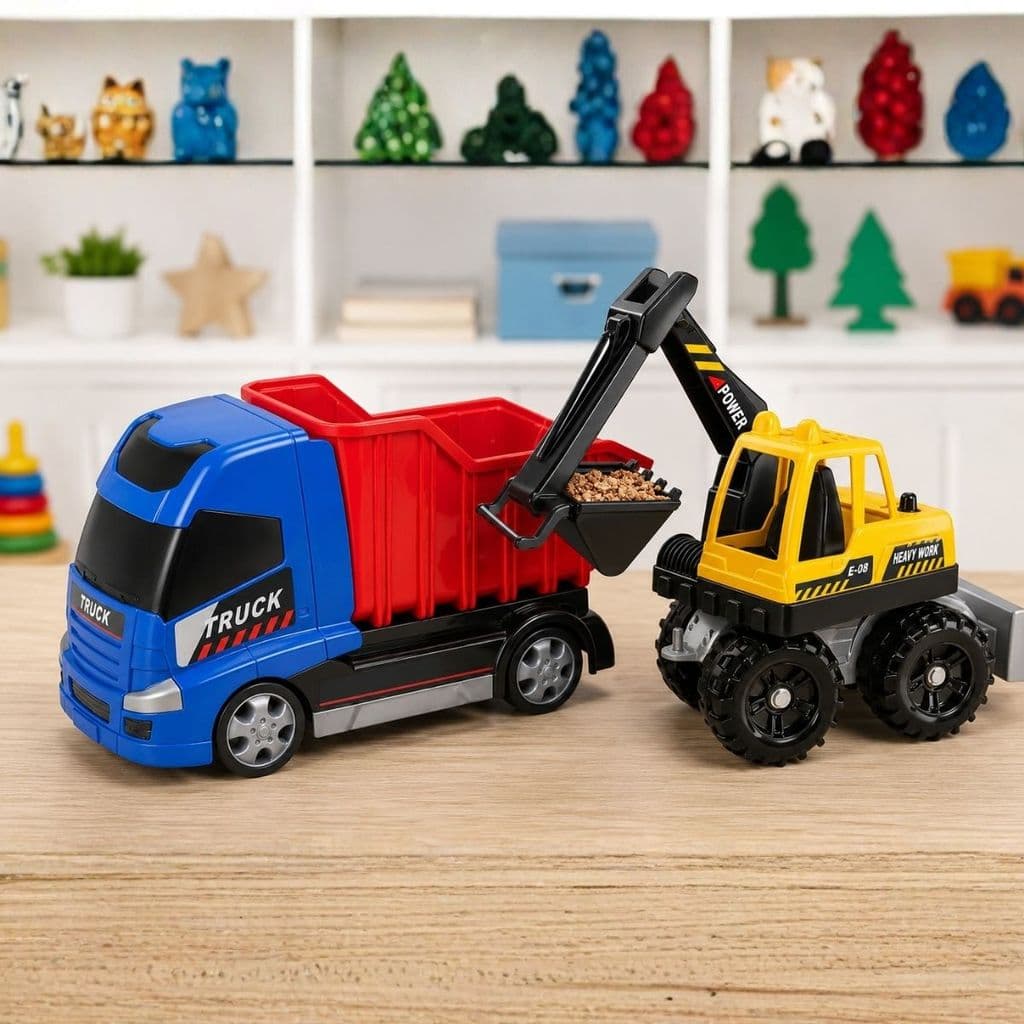 Caminhão Basculante com Escavadeira Infantil Orange Toys