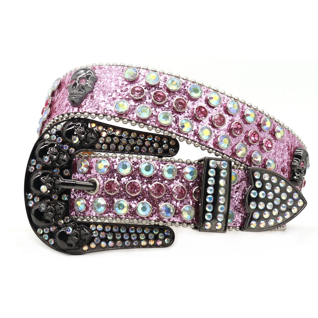 Cinto de caveira cristal strass cinto feminino incrustado cheio de diamante y2k cinto Punk moda tendência cinto largo BE