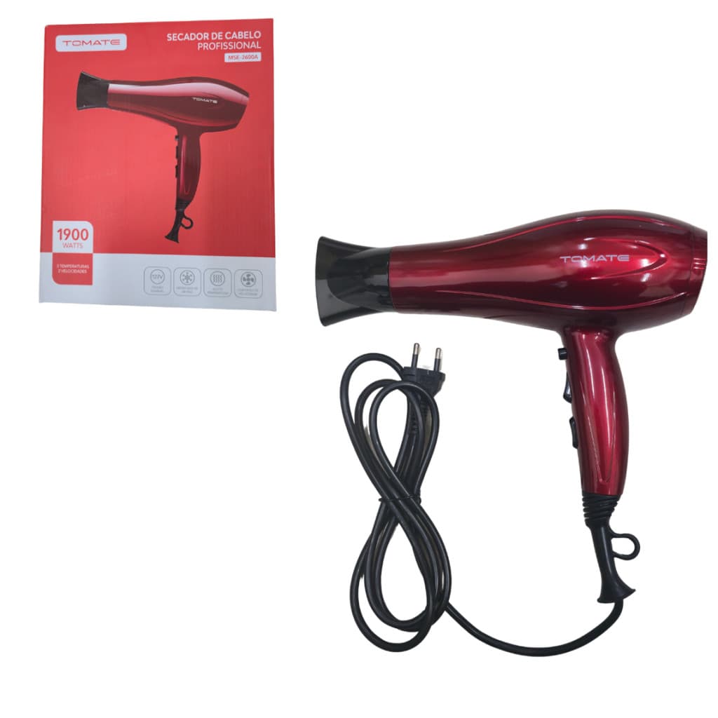 Secador De Cabelo Profissional Tomate 1900W 110V