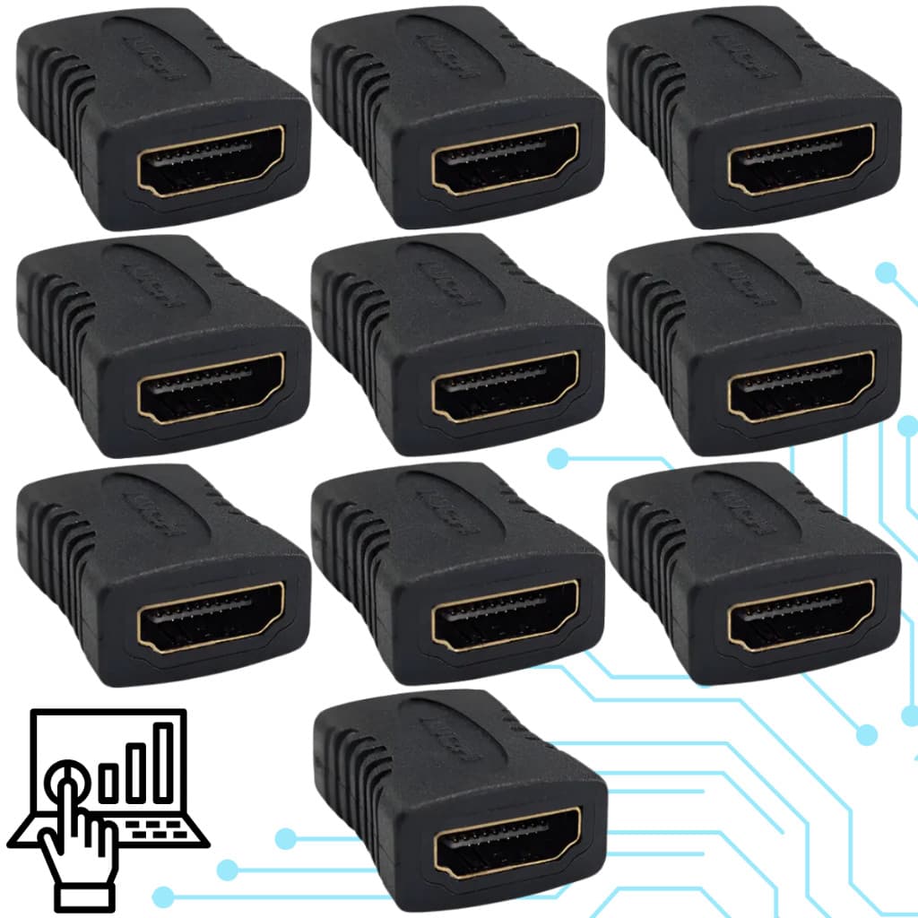 Kit 10 Adaptadores Hdmi Femea X Femea Emenda Extensor Conector De Cabo