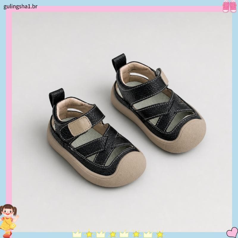 Sandálias de bebê 2026 primavera verão novo estilo Baotou sapatos de sola macia da criança 1-3 anos de idade salto não-q