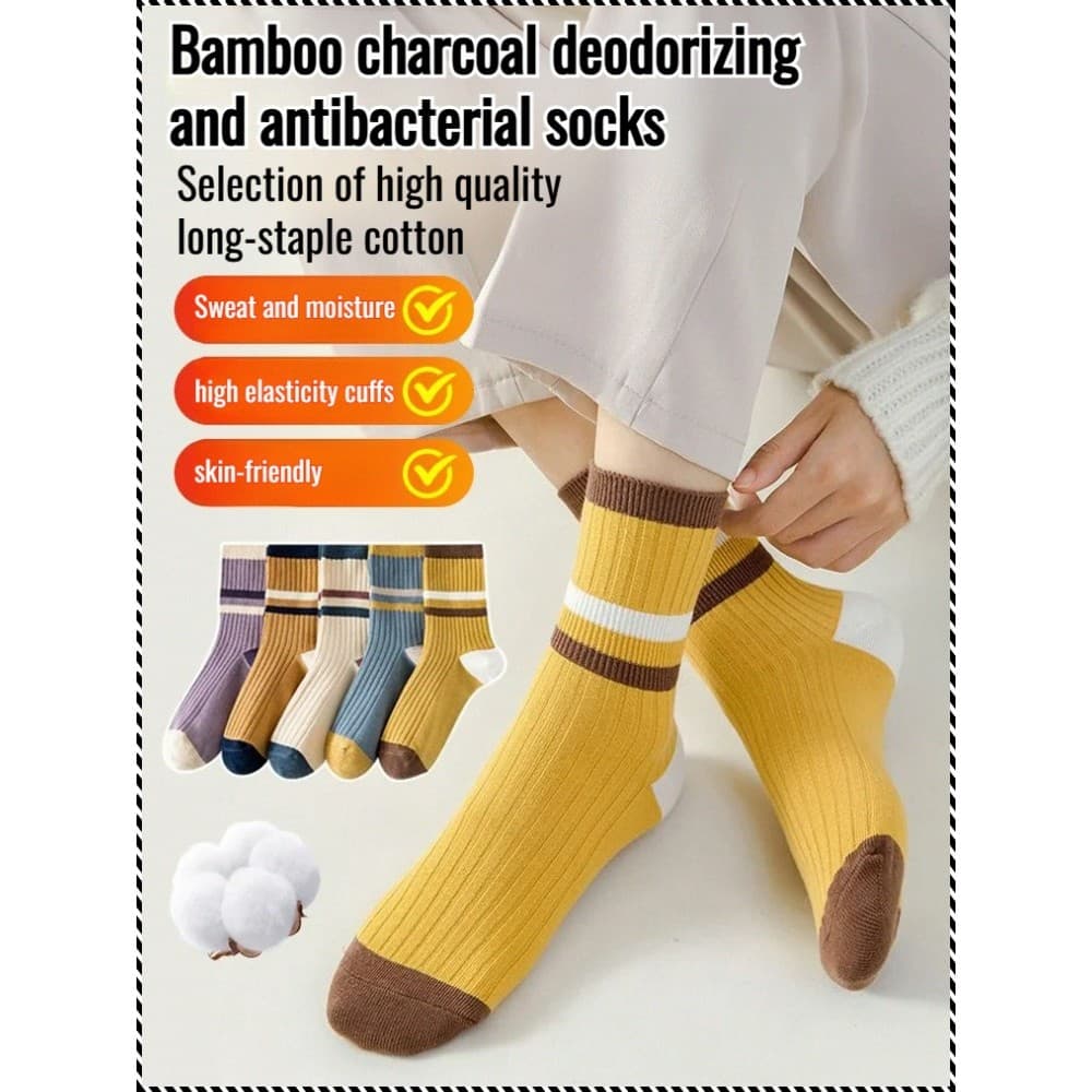 【Fibra Desodorizante】Calcetines Miss Hasta Media Pantorrilla , Nuevo Estilo De Otoño , Resistentes Al Olor , Absorbentes