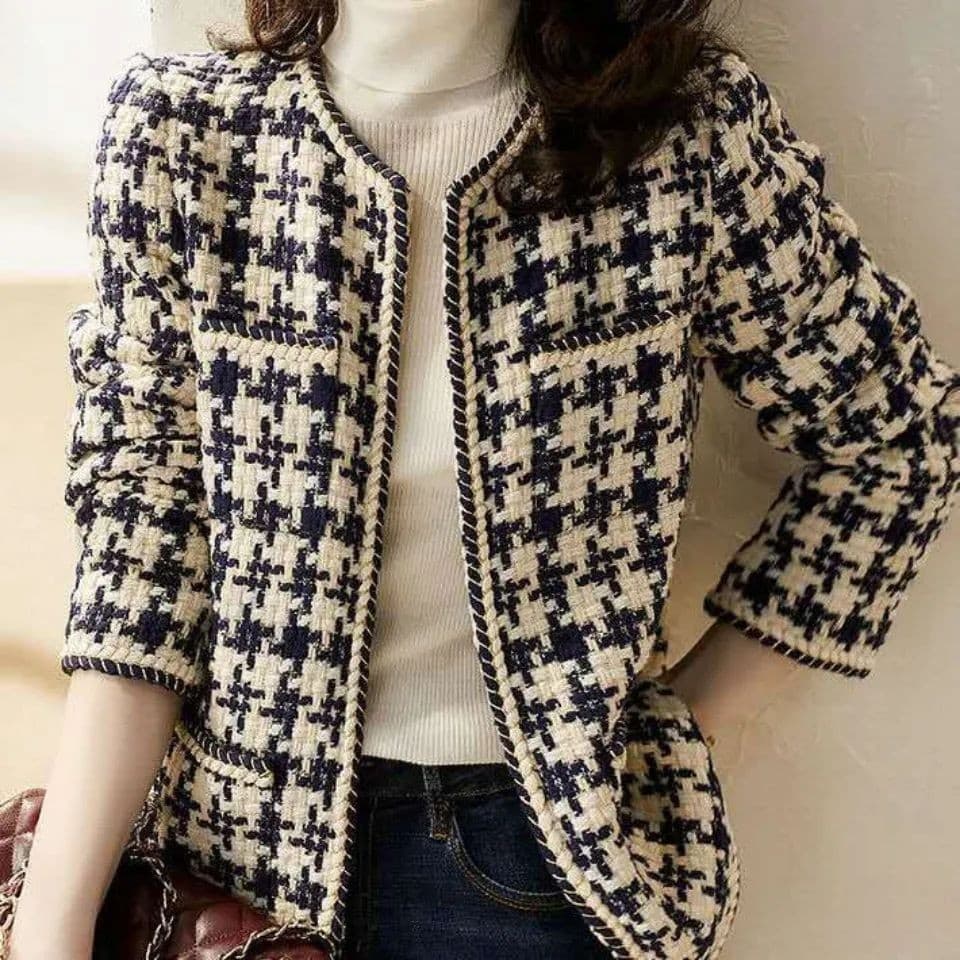 Jaqueta de Tweed Feminina 2024 para Início do Outono 3OHV 714S Q433