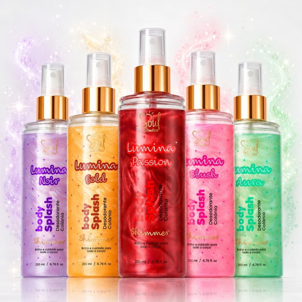 Body Splash Shimmer Lumina Soul 200ml Iluminador Corporal Perfumado com Brilho