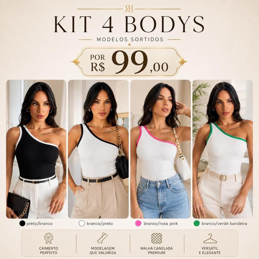 Kit 4 bodys Anarrugas Basicos promocionais