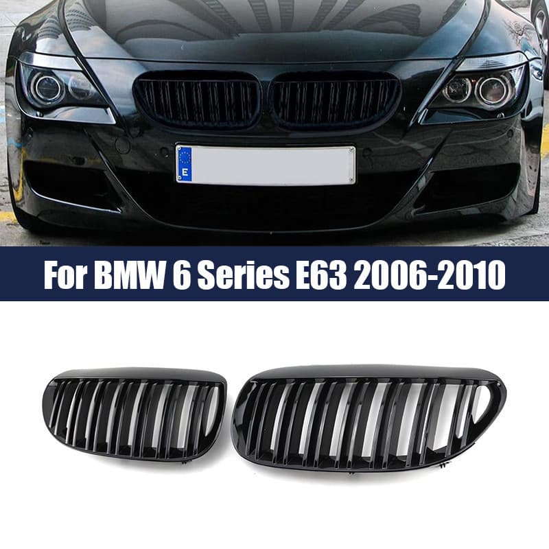 Amortecedor Dianteiro Do Carro Rim Grill Para BMW Série 6 E63 2006-2010 Preto Brilhante Duplo Ripa Acessórios Peças De A