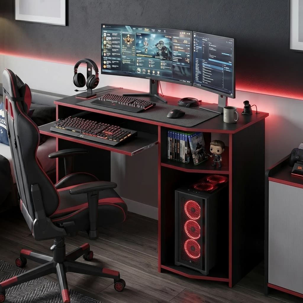 Mesa Escrivaninha Mdf Gamer Nicho Suporte para Gabinete Prateleira Escritório