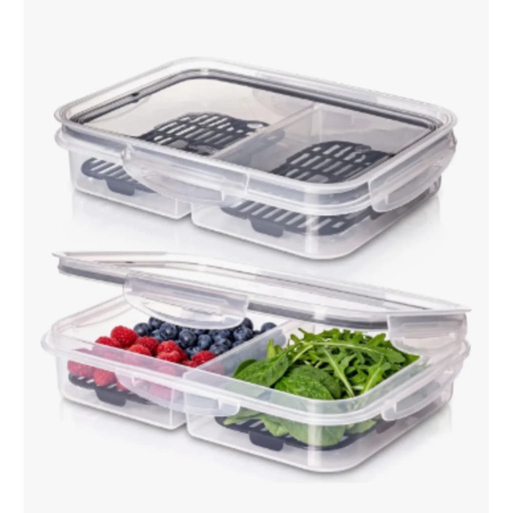Pote Hermético Multiuso 1000ml com Escorredor Interno Retangular Porta Frios e Alimentos