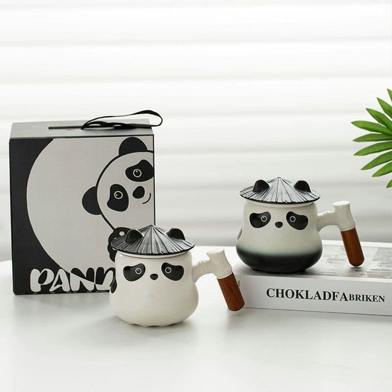 Caneca de cerâmica Panda criativa 350ml chá separação água escritório doméstico bonito chá xícara de café