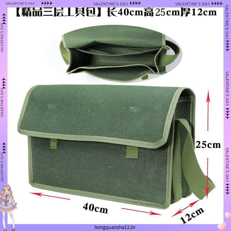 Kit de ferramentas multifuncional de lona para eletricista, verde exército, lona espessada, resistente ao desgaste, bols
