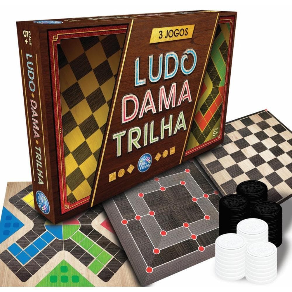 Jogo de Tabuleiro 3 Jogos LUDO- DAMA- e Trilha  Foto Ilustrativa Sortido