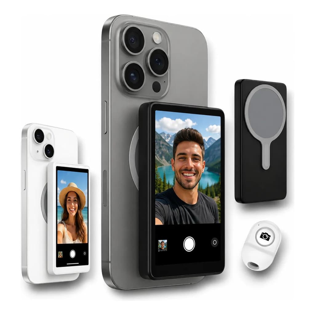 Tela Selfie Monitor Espelho Imã Para Celular Câmera Traseira