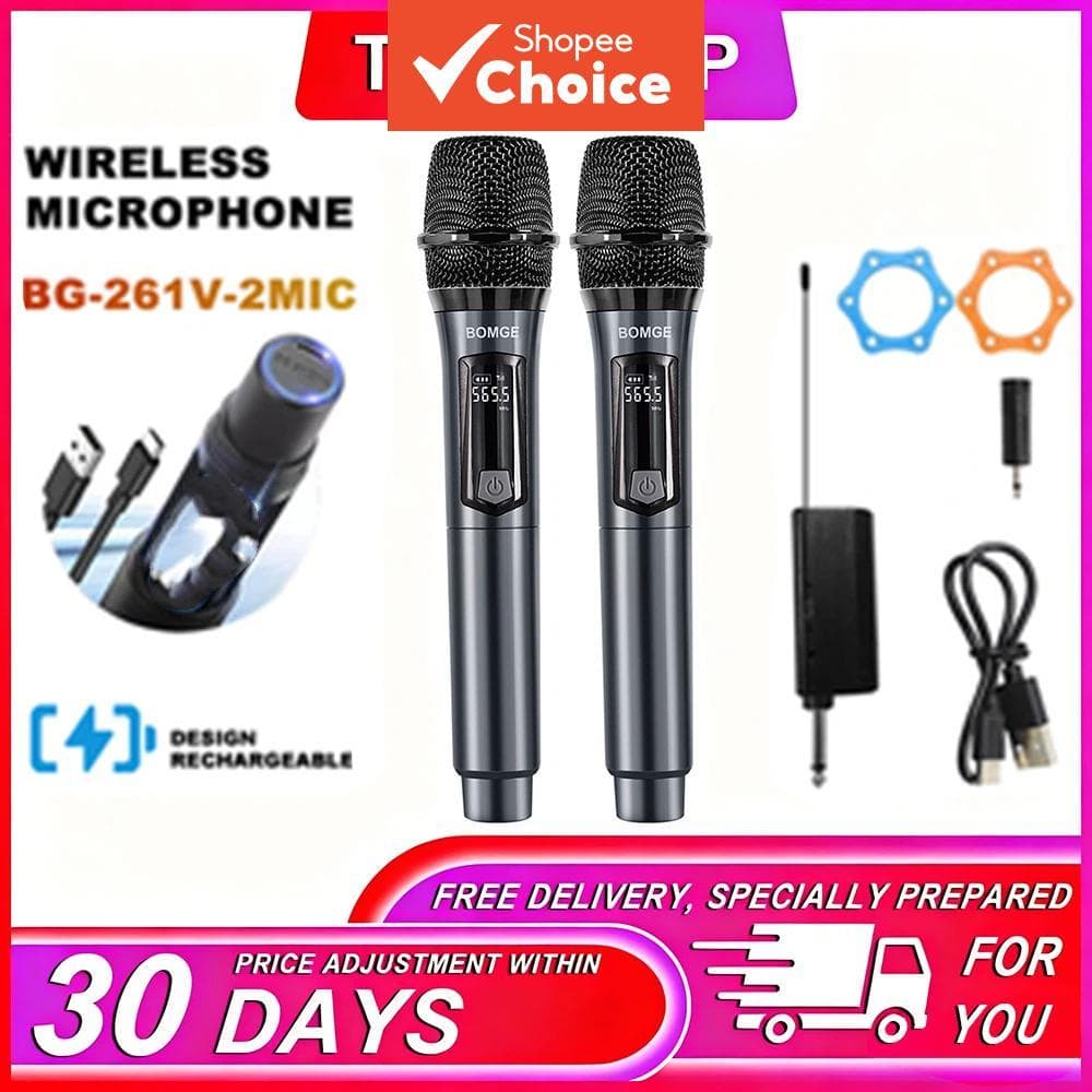 Microfone Profissional Sem Fio TAVOSOP UHF Microfone Dinâmico de Mão Metálico para Karaokê e Palestras em Público
