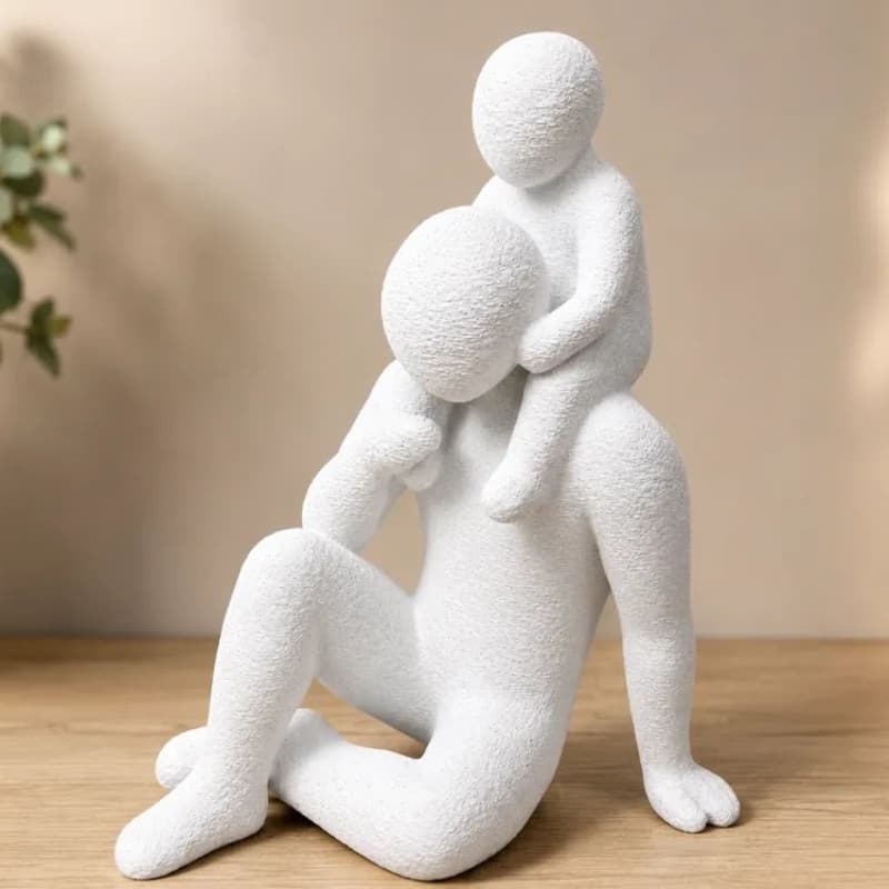 Escultura Decorativa Pai & Filho | Estátua Minimalista Moderna para Sala, Quarto e Escritório
